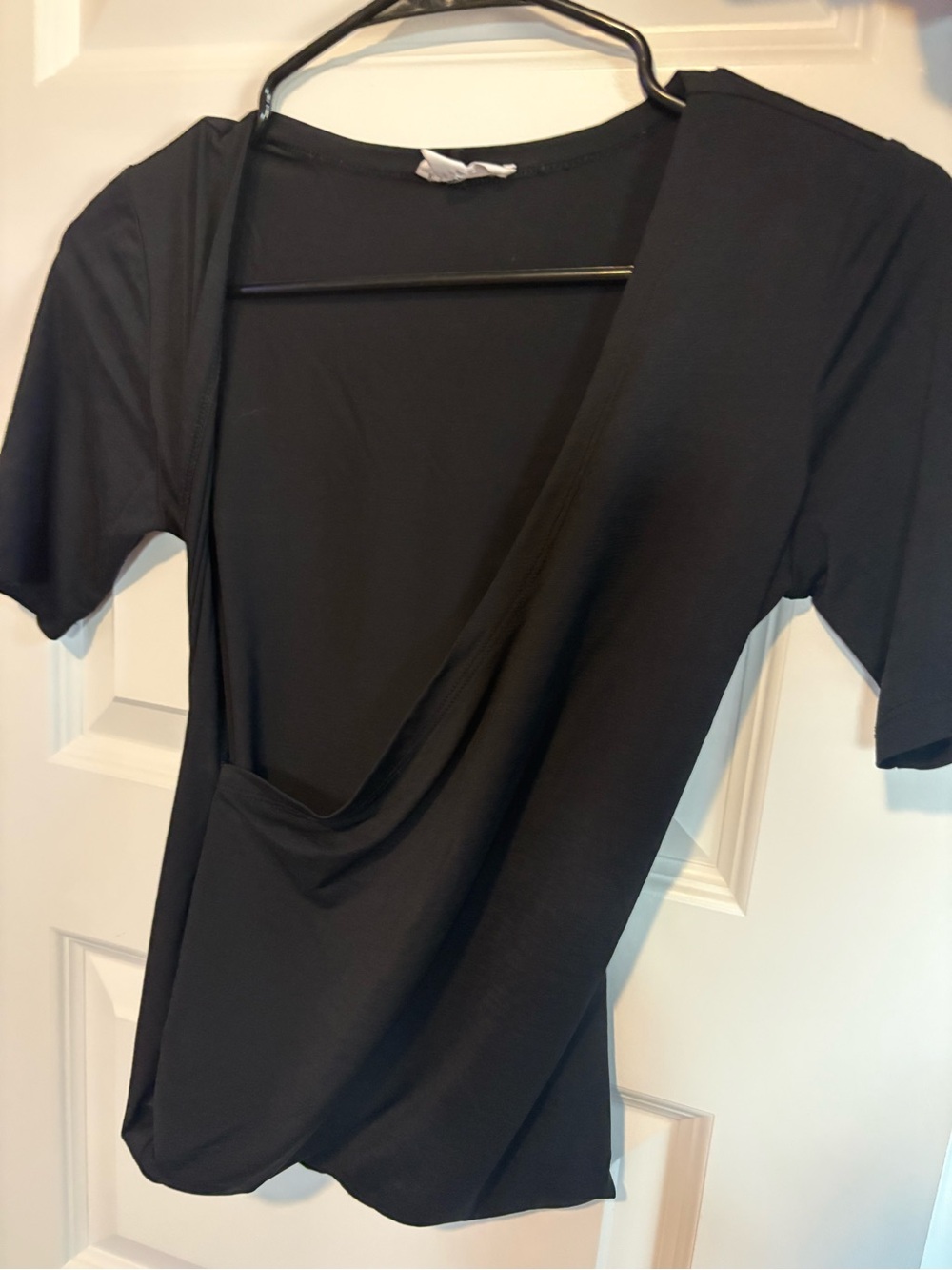 mine Black Draped Short Sleeve Top